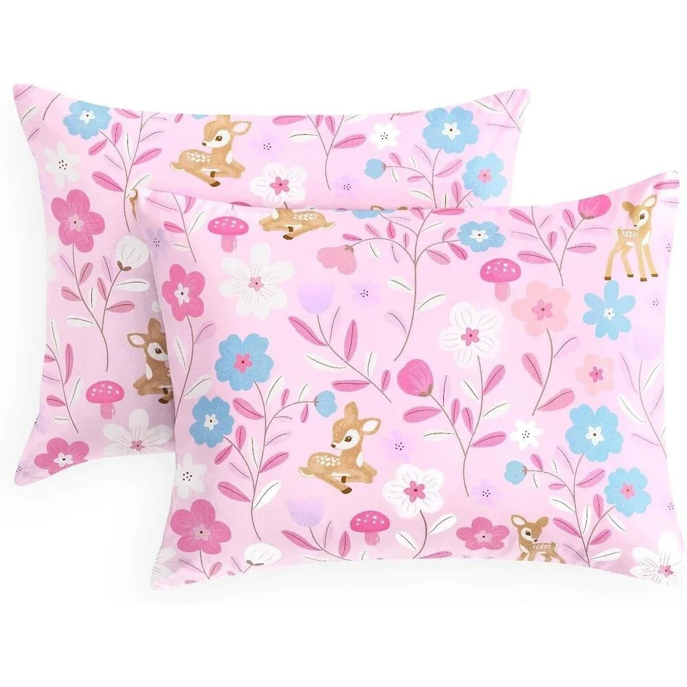 Wake In Cloud Botanical Floral Pillow Shams Set 2 Pink Standard Pillowcases